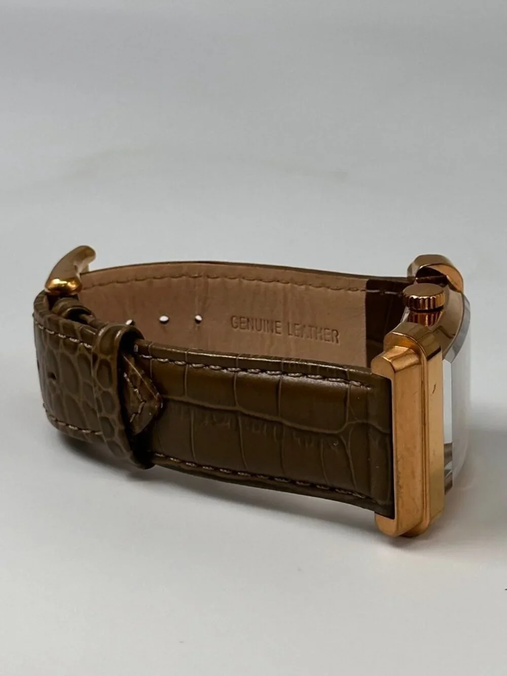 XO Retro MCML Watch Mens Rose Gold Tone Green Leather Band New Battery 9.5